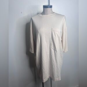 Topshop Boutique Oversized T-Shirt Dress | Pocket Tee | Cream | Size 6